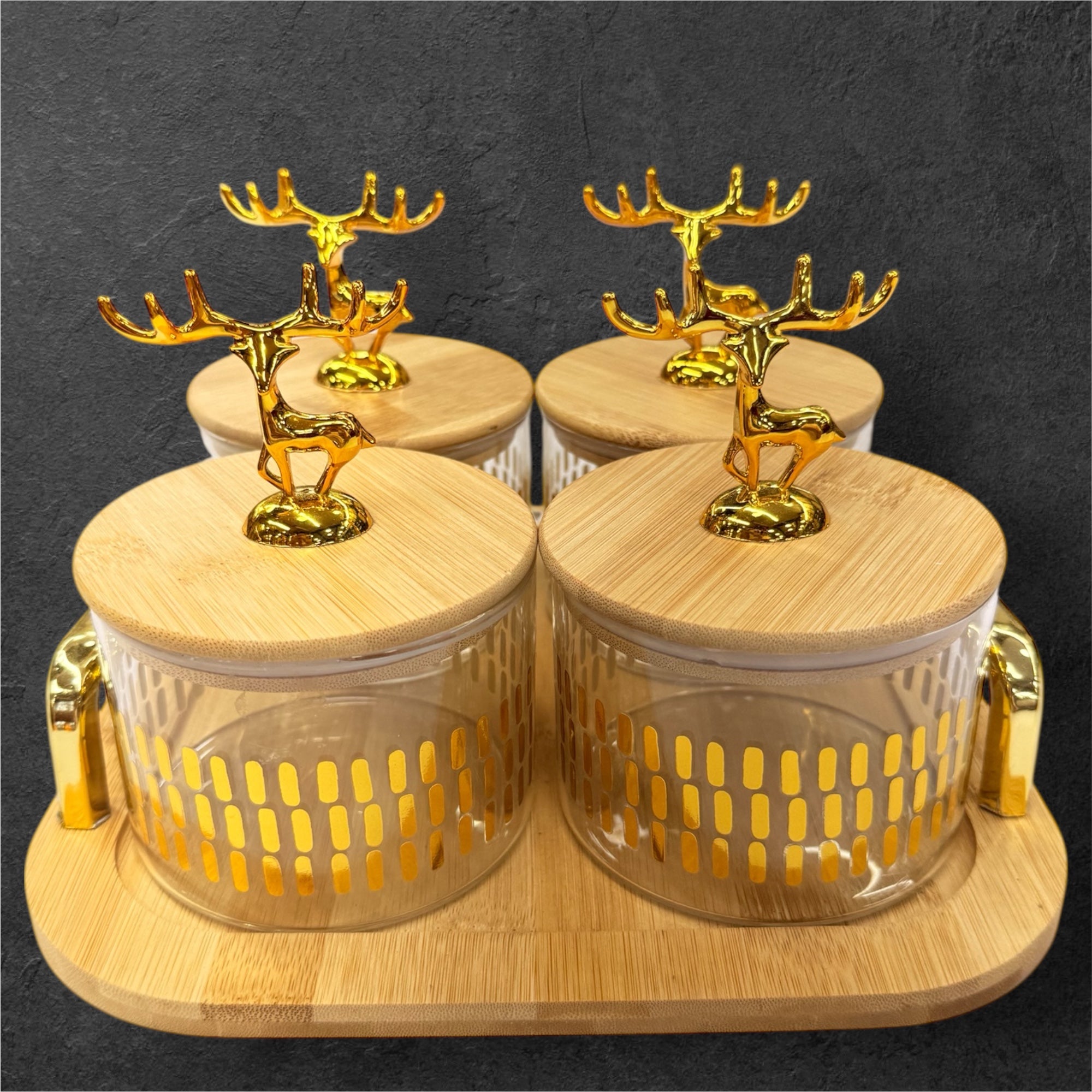 4 pcs glass jar deer candy