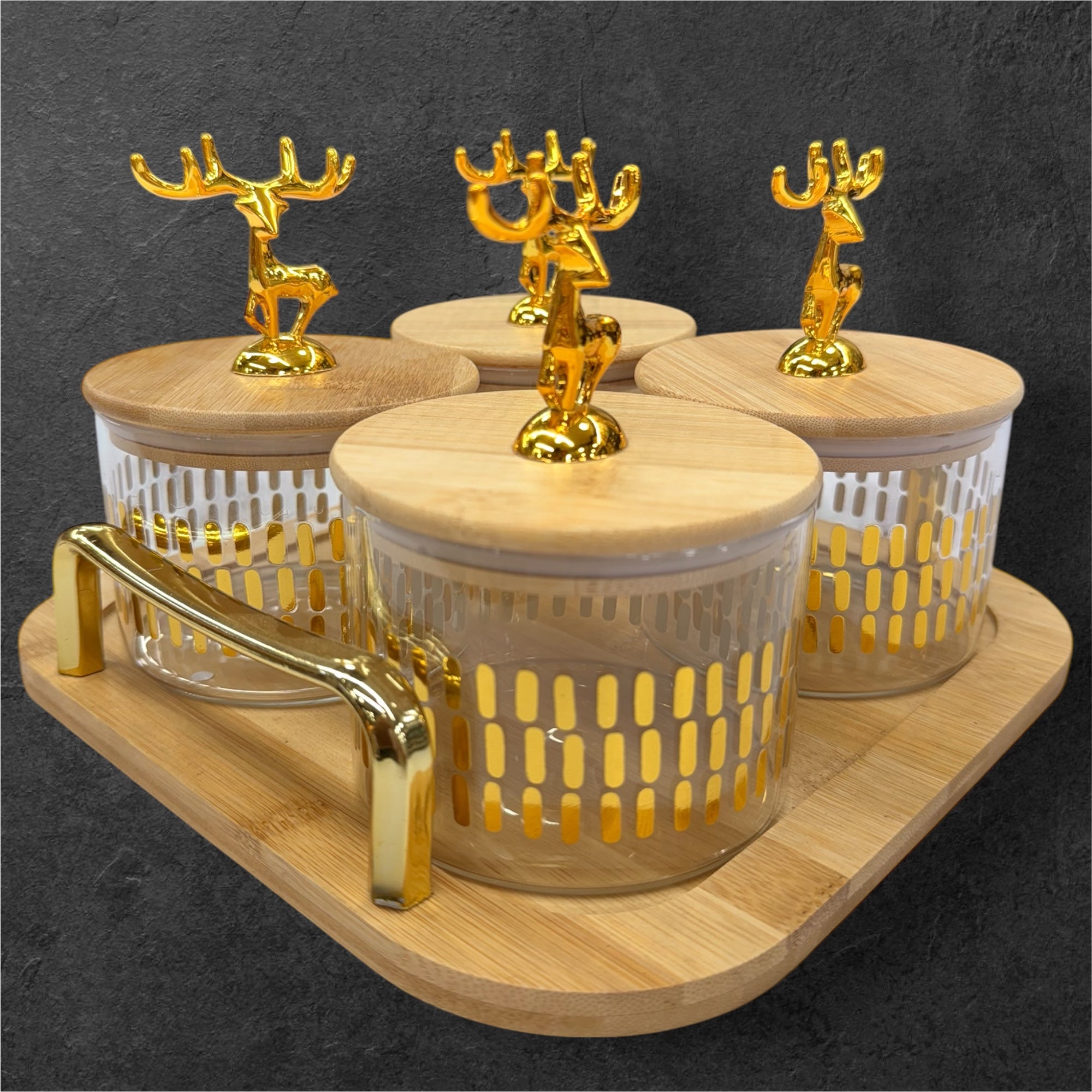 4 pcs glass jar deer candy