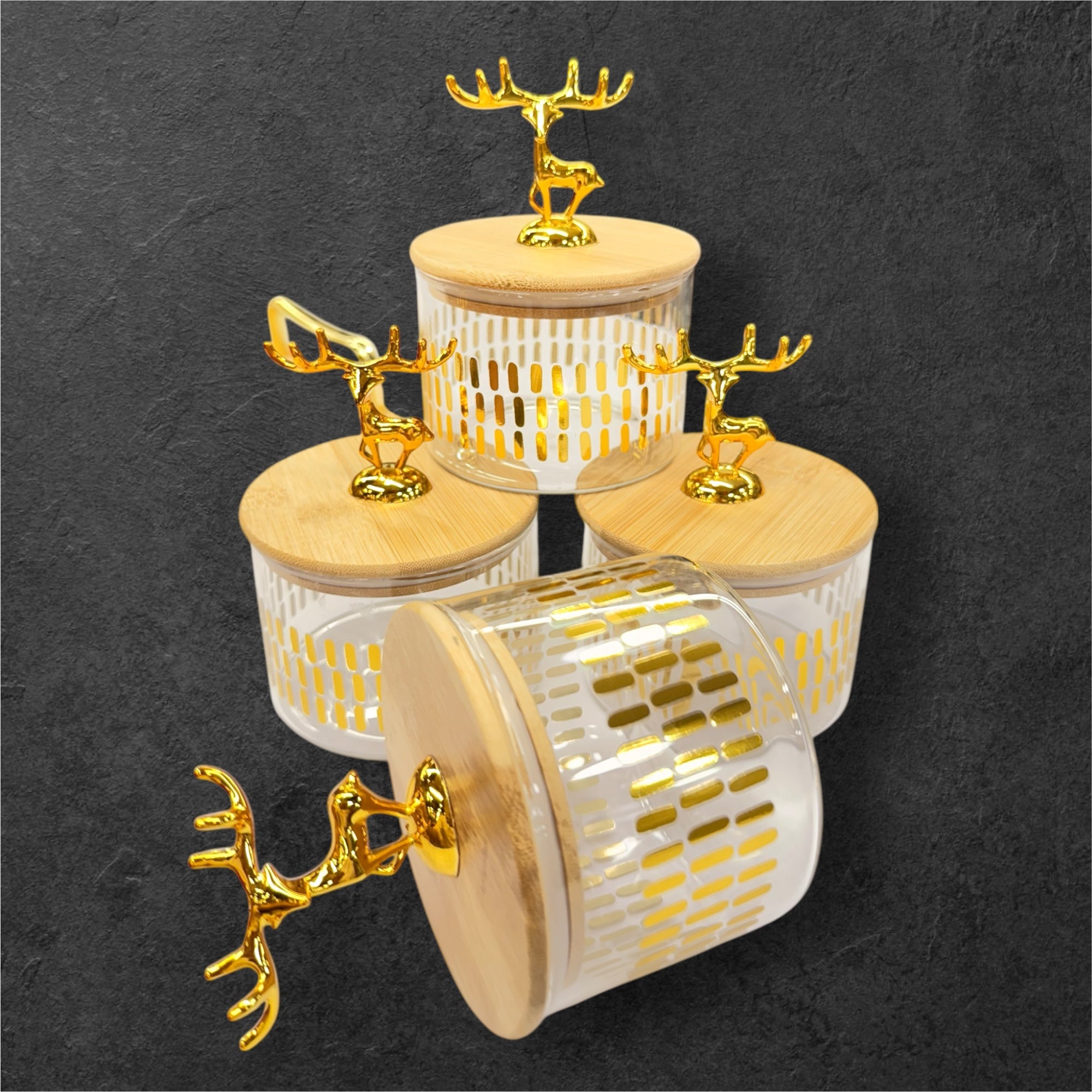 4 pcs glass jar deer candy