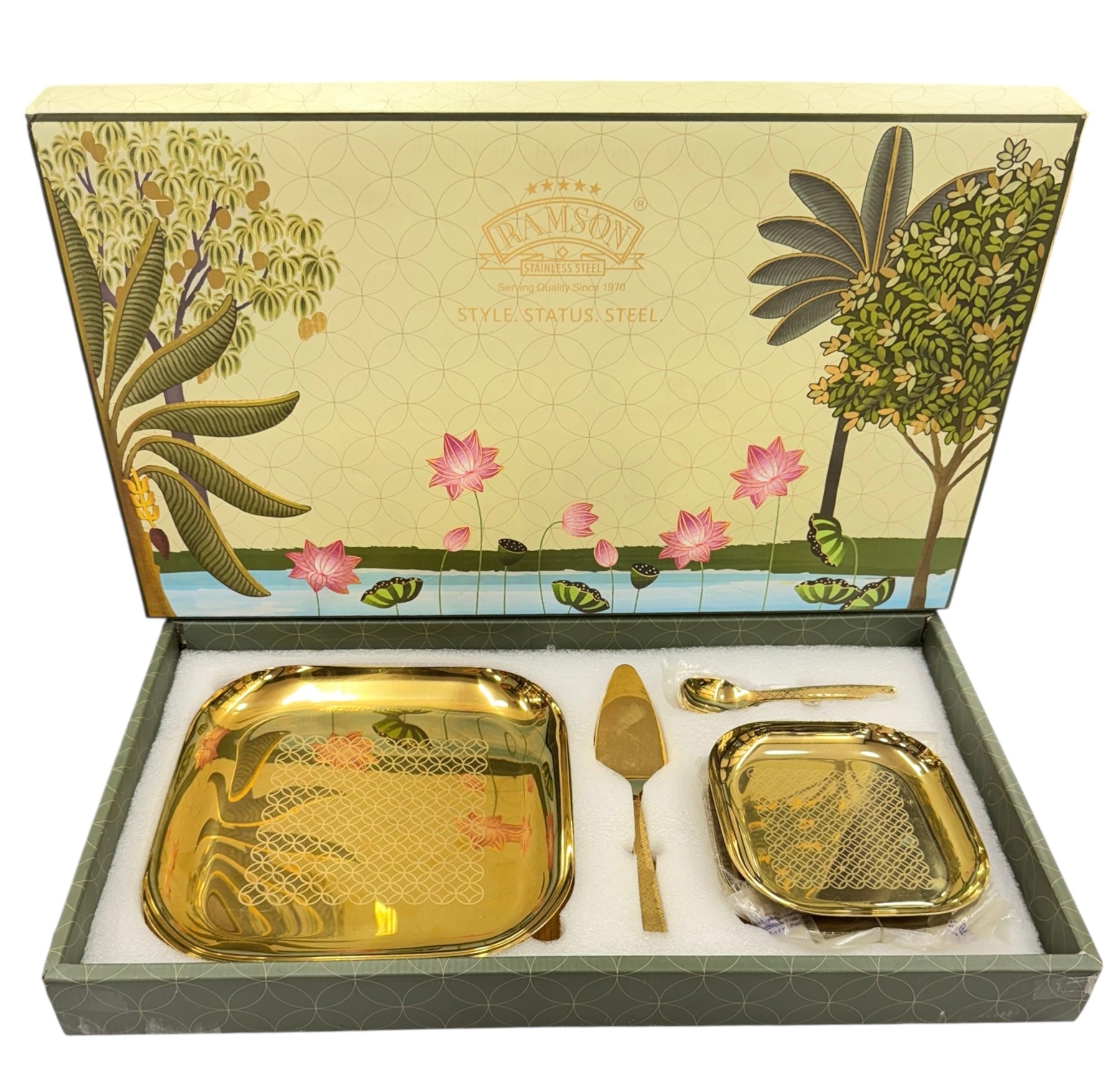 14 pcs pvd gold square snack set
